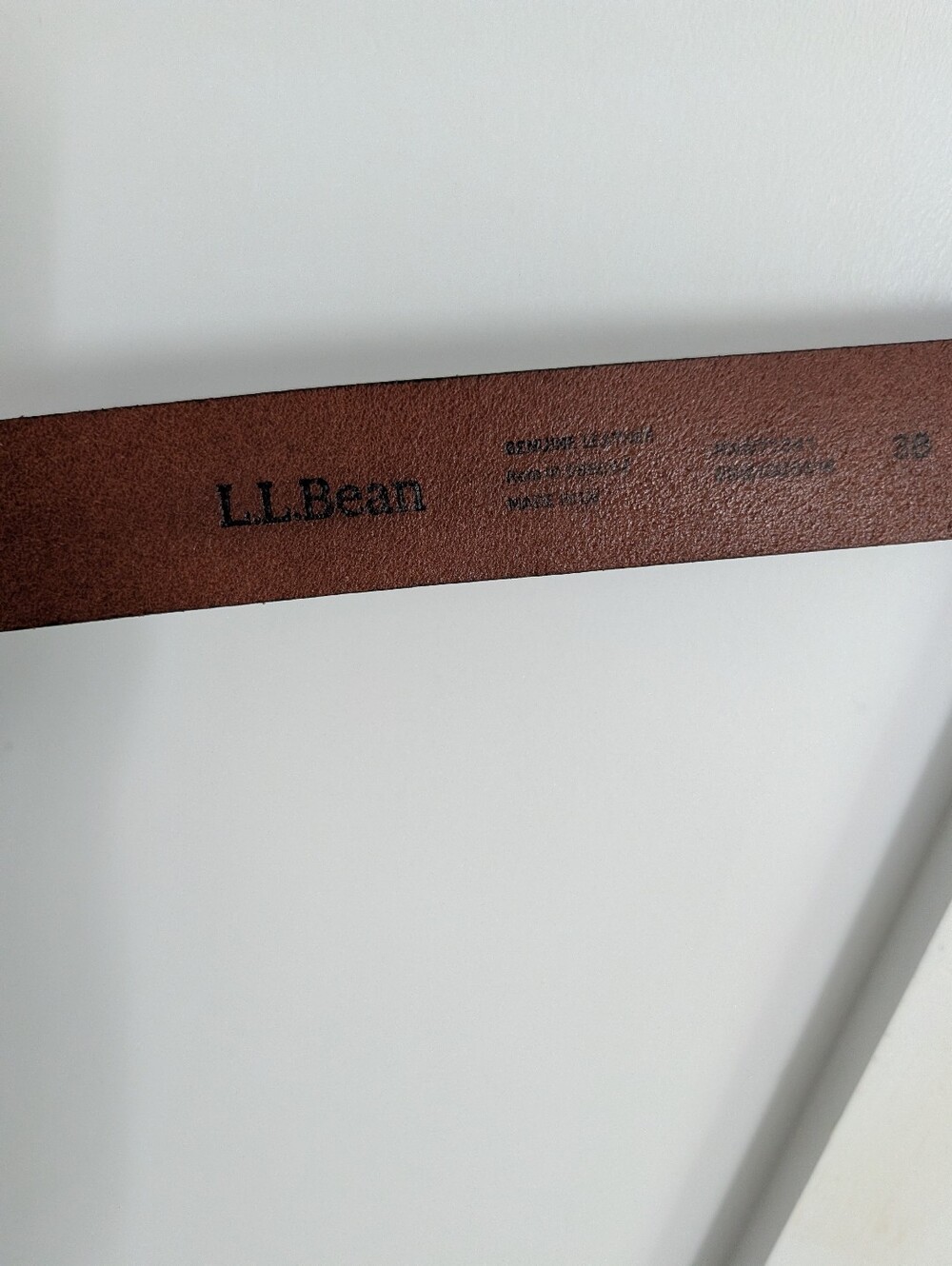 Men's L.L. Bean Genuine Brown Leather Belt Size 38 Classic Buckle